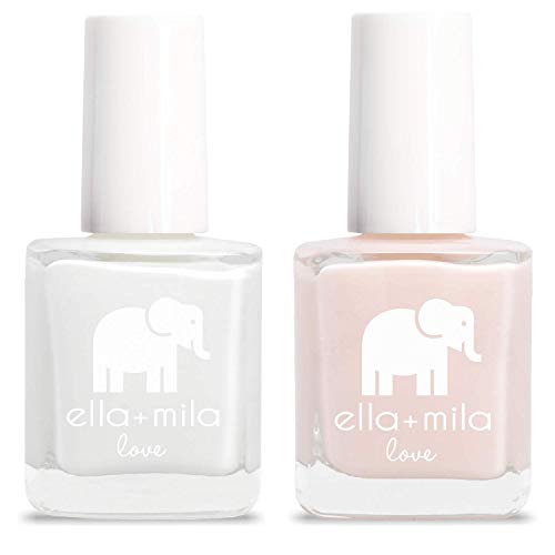 ellamila Professional Nail Polish Set - Quick Dry, Long-Lasting & Chip Resistant - French Manicure 2 Pack Love Collection - Pure Love & Barely Pink - 0.45 fl oz each
