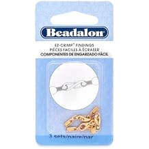 Beadalon EZ-Crimp Lobster Clasp, Gold Color, Fits Beading Wire up to .020", 3 Sets
