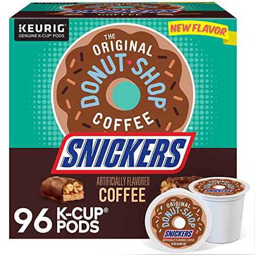 The Original Donut Shop Snickers Coffee, Keurig Single Serve K-Cup Pods, Flavored Coffee, 96 Count 4 Packs of 24