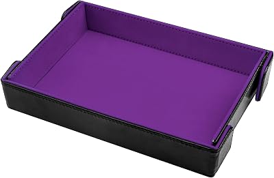 SIQUK Magnetic Folding Dice Tray Rectangle Dice Rolling Tray PU Leather Dice Trays Foldable Dice Holder Dice Rolling Mat Storage Box for D&D RPG Dice Games, Violet